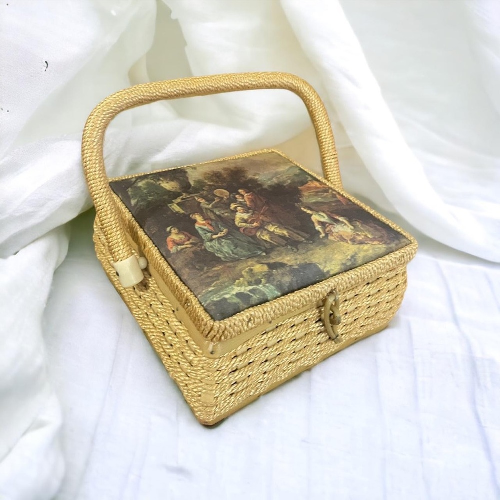 Vintage Woven Sewing Basket